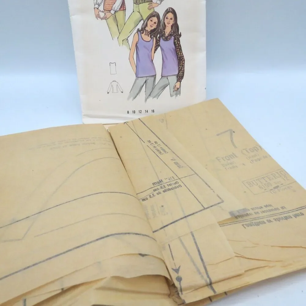 Butterick 6159 Misses' Blouse & Top Size 12 Bust 34 Vintage 70s
